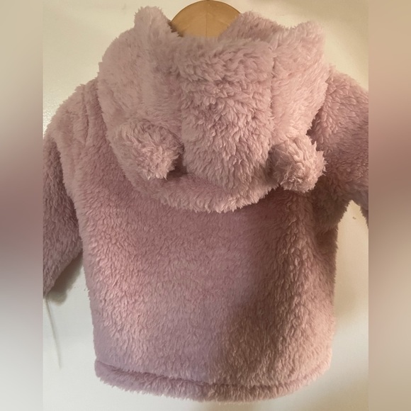 💙Soft Fuzzy Pink Baby Jacket with Bear Hoodie - Picture 2 of 2